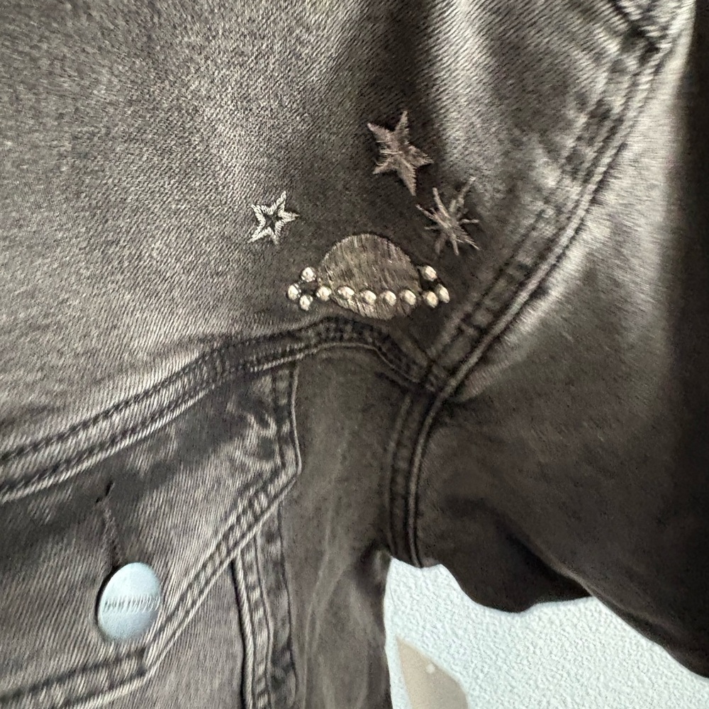 ✨ Driftwood Embellished Denim Jacket – Black – Size Small – NWT ✨ - Picture 5 of 10